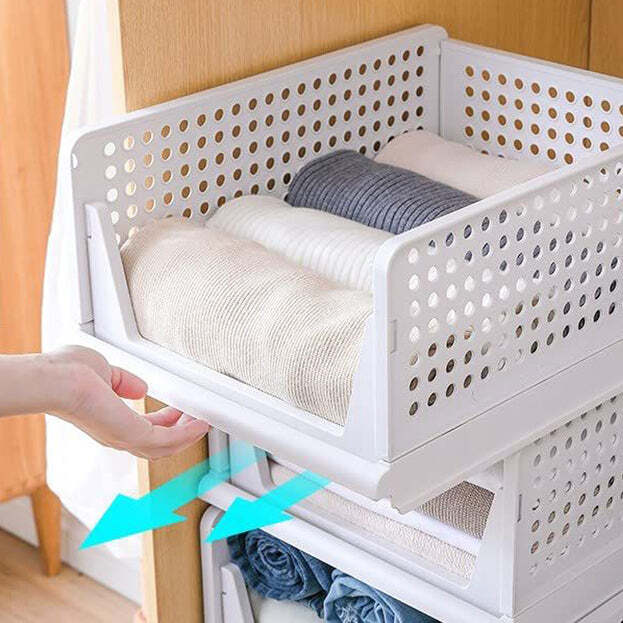 3 Layer Clothes Organizer For Wardrobe Cupboard Organizer For Clothes Foldable And Stackable Closet Organizer Drawer Organizer For Clothes Multi Purpose Plastic Drawer (7732)