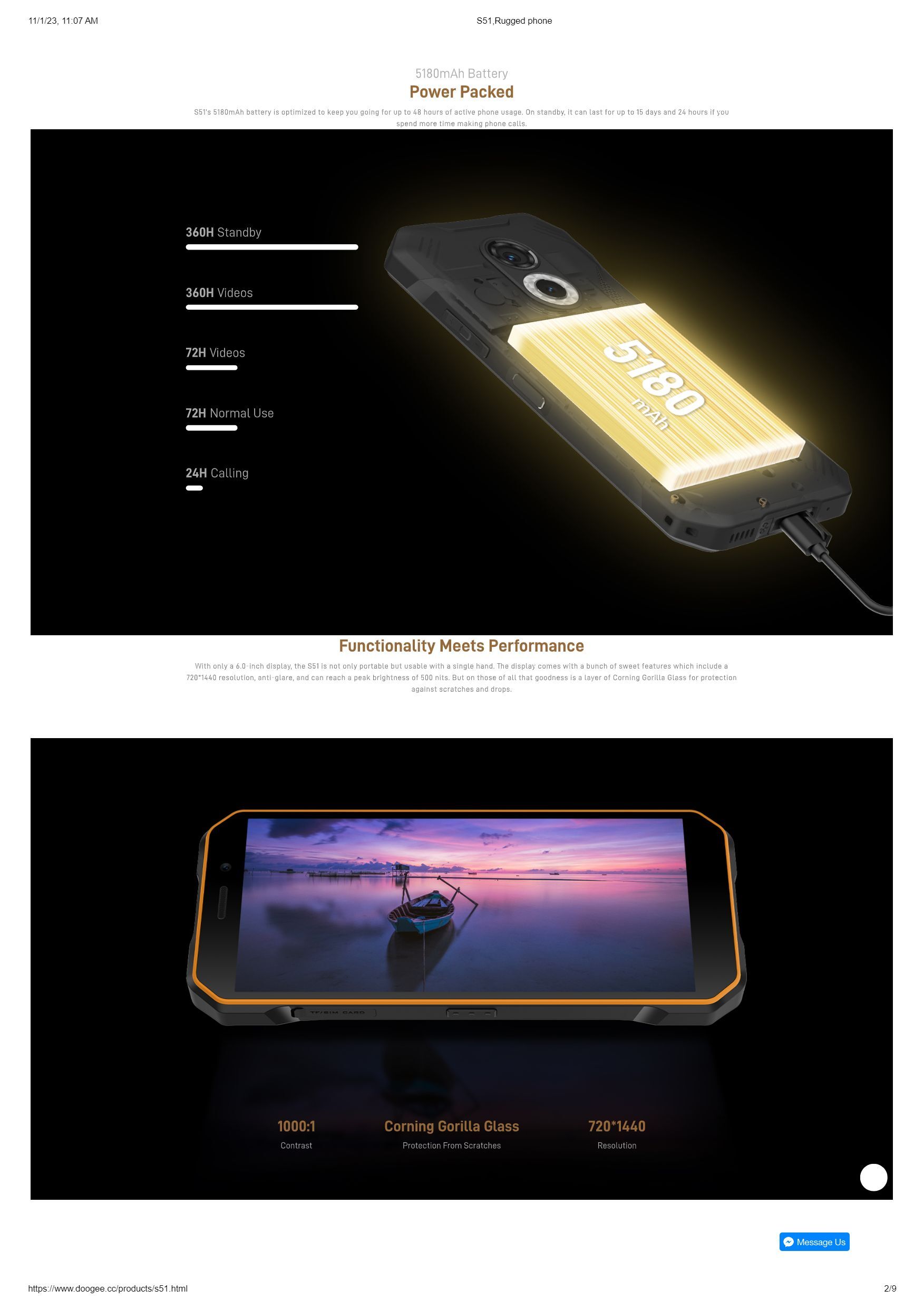 Black Doogee S51 Android Mobile