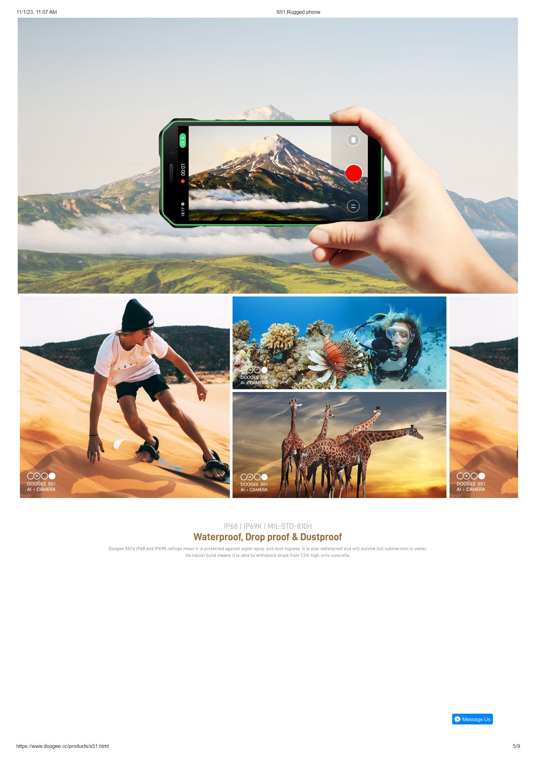 Black Doogee S51 Android Mobile