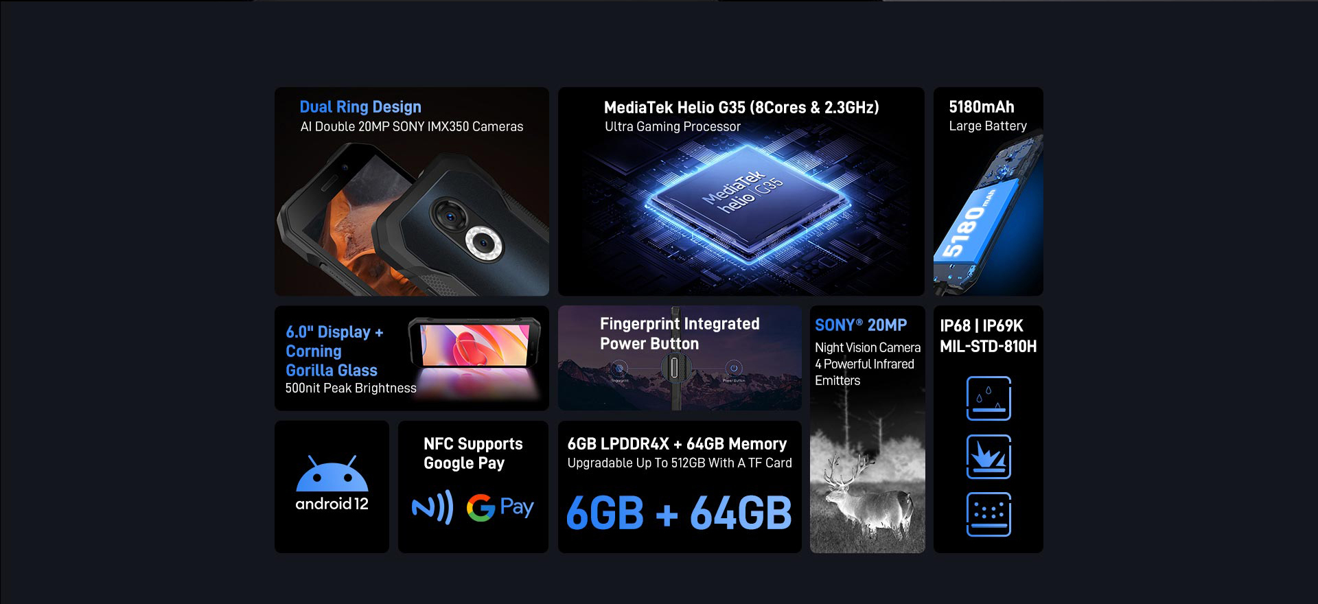 Black Doogee S61 Android Mobile