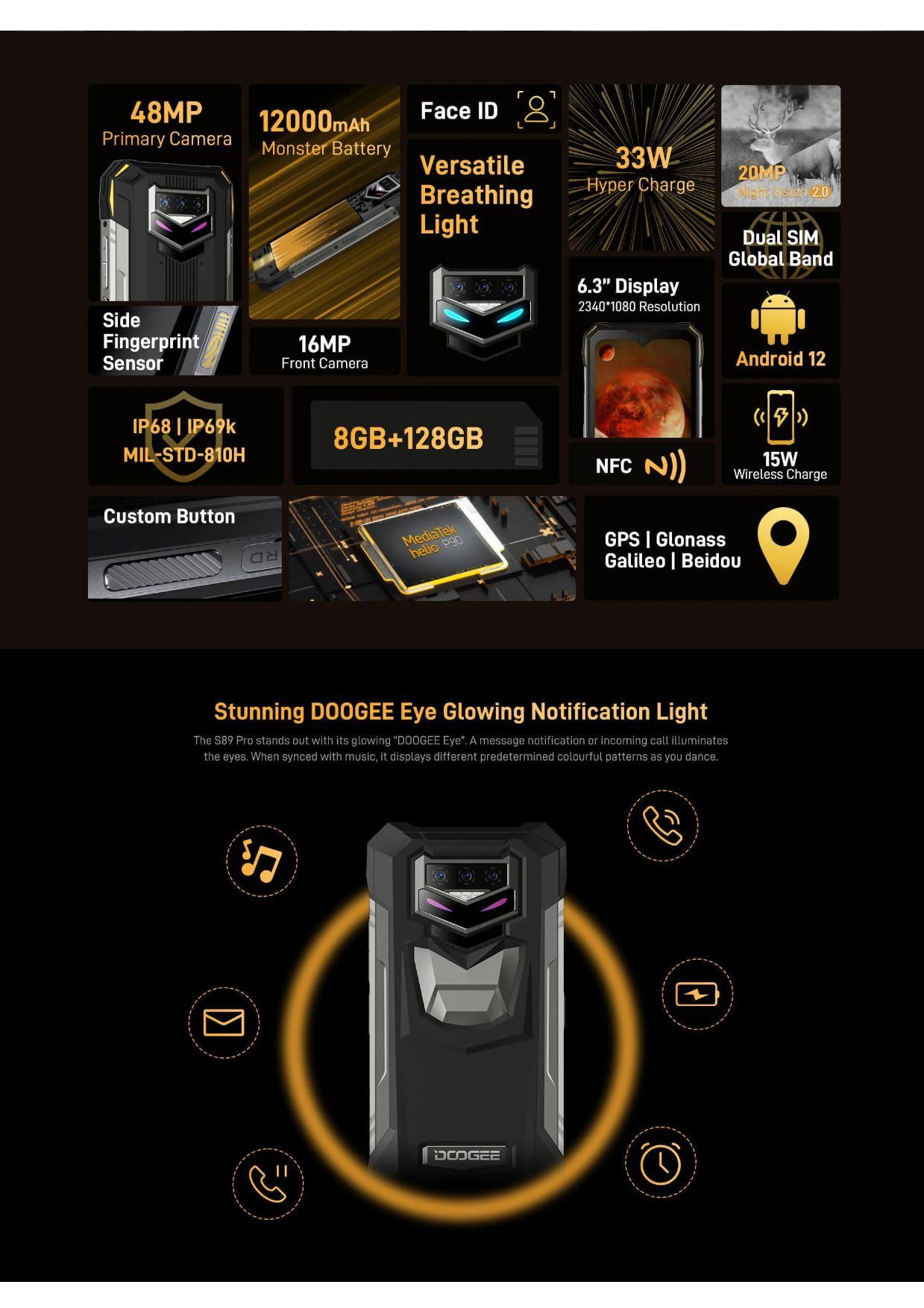 Doogee S89 Android Mobile Body Material: Plastic