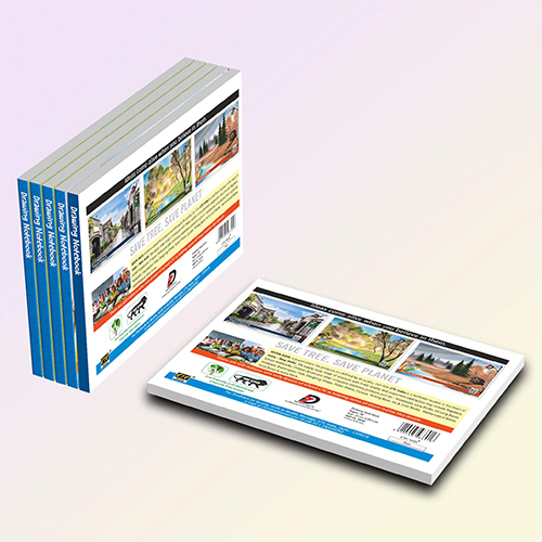 Drawing Book - Cartridge Sheets, A4 Size, White/off-white, Center Stitched | Durable Paperback Cover, Eco-friendly Material, Artistic Design