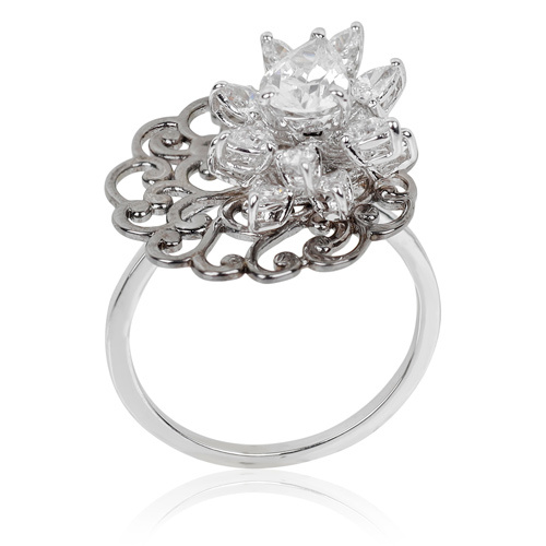 Diamond Beatific Ring - Pdr00008, 15 Pieces Total Diameter, Silver Fancy Diamond Color, Good Cut, Natural Material