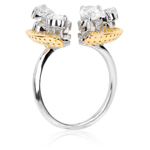 Diamond Intricate Ring - 0.03 G Weight, 1.60x1.60 Mm Dimensions, Round Shape | Natural Diamonds, Silver & Yellow Fancy Colors, Special Occasion For Women's Fashion