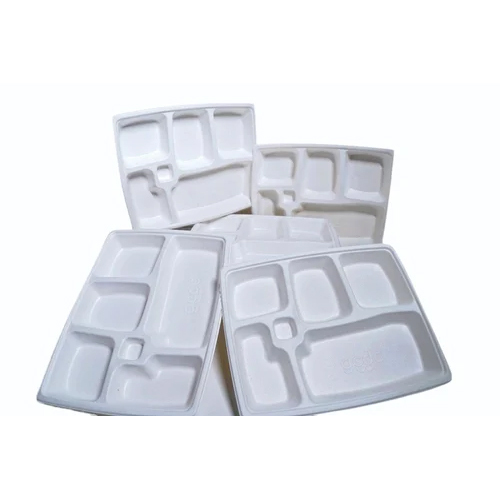 5 Compartment Biodegradable Sugarcane Bagasse Plate - 8.5x12 Inch White | Durable Design For Commercial Use Eco-friendly Lightweight Custom Sizes Available