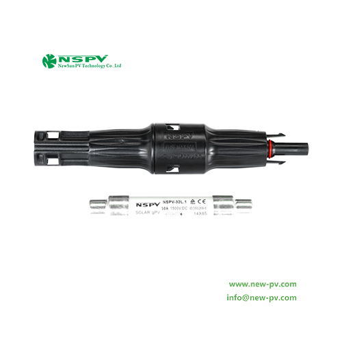 Black Photovoltaic 4f0-15 Solar Fuse Connector 1500vdc With Tuv Female Male End For Solar System Protection
