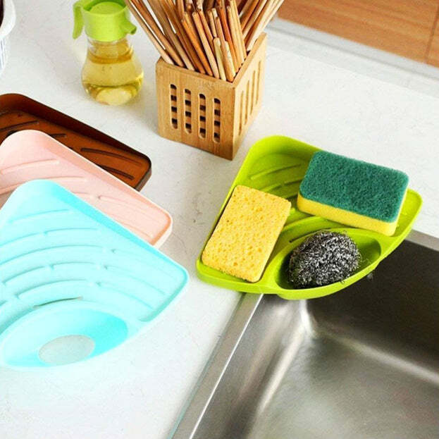 Sink Strainer Basket Corner Kitchen Triangular Multi Functional Drain Shelf (0861)