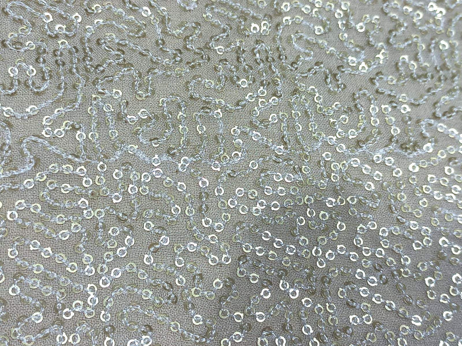 Allover Sequence Embroidery Fabrics On Georgette - Pattern: Mesh