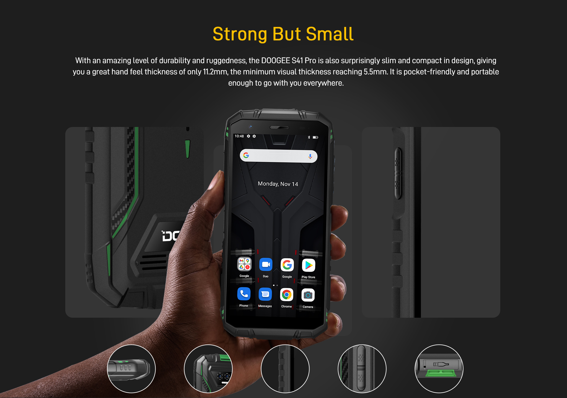 Doogee S41 Pro Android Mobile - Plastic Body, Color Display | Black Finish, Android Os, Warranty Included