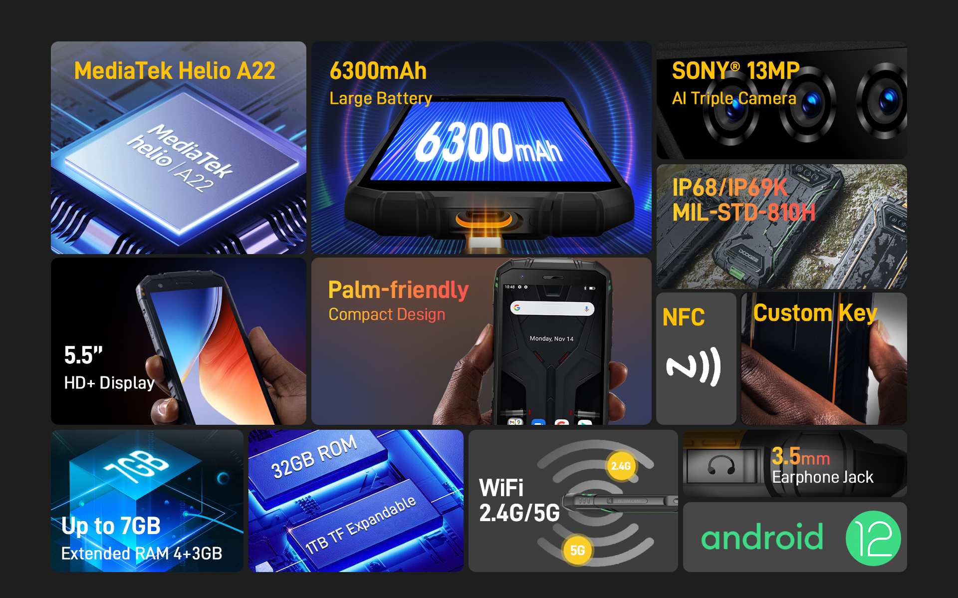 Doogee S41 Pro Android Mobile - Plastic Body, Color Display | Black Finish, Android Os, Warranty Included