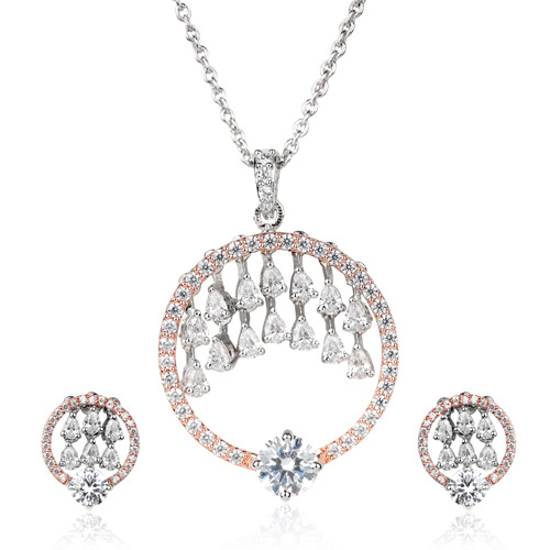 Natural Diamond Radiant Serenity Pendant Set