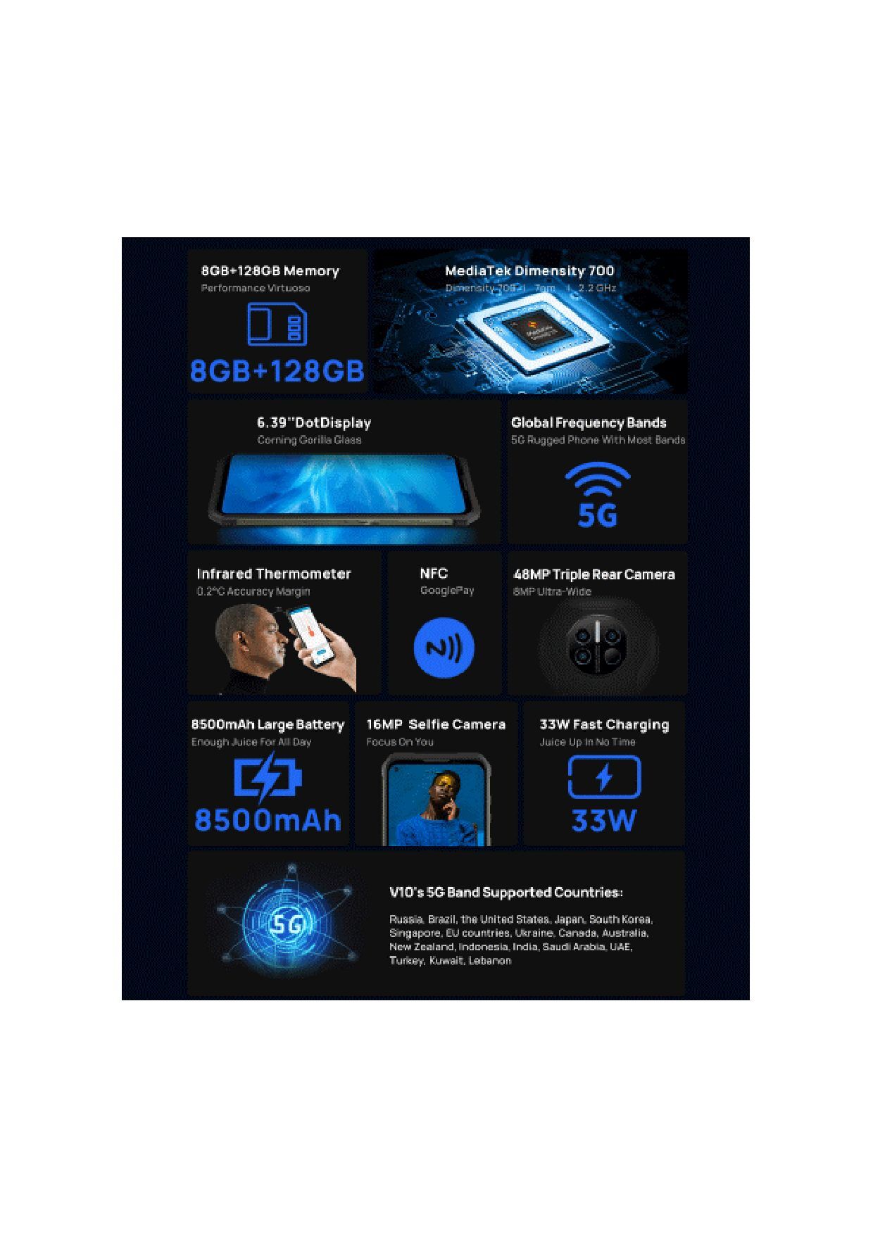 Doogee V10 Android Mobile Body Material: Plastic