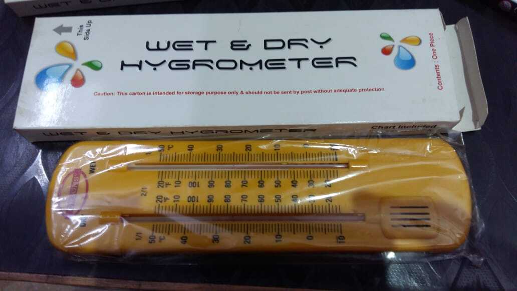 Wet - Dry Thermometer - Glass And Acrylic Material | Golden Color, Wooden Or Plastic/fibre Wall Mounting For Incubators