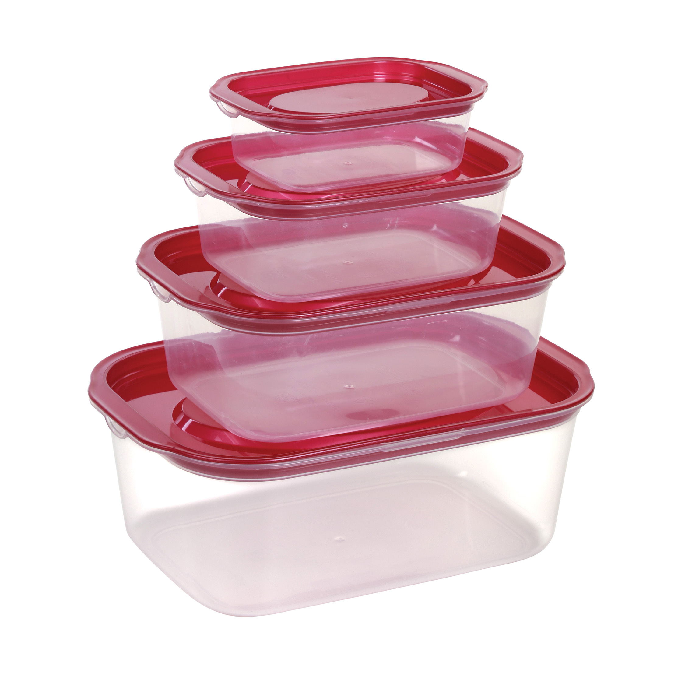Plastic Airtight Food Storage Container 4 Pcs Set - Food-grade Pp Material, Sizes 200-500-1000-2000ml, Clear Bottom With Opaque Lid, Bpa Free - Stackable & Nestable Design