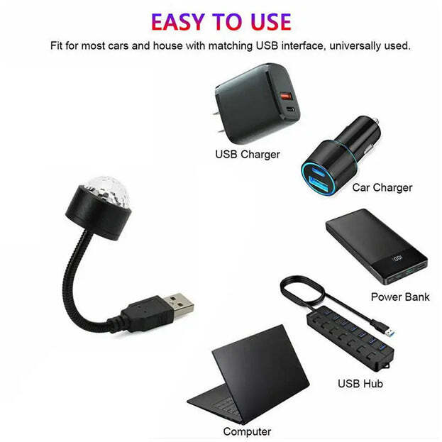 Usb Star Night Light Projector And Mini Disco Ball Light (7397)