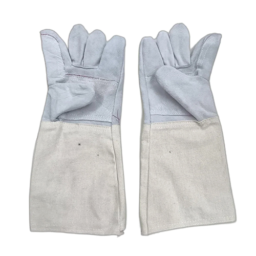 White 10 Inch Double Leather Palm Gloves