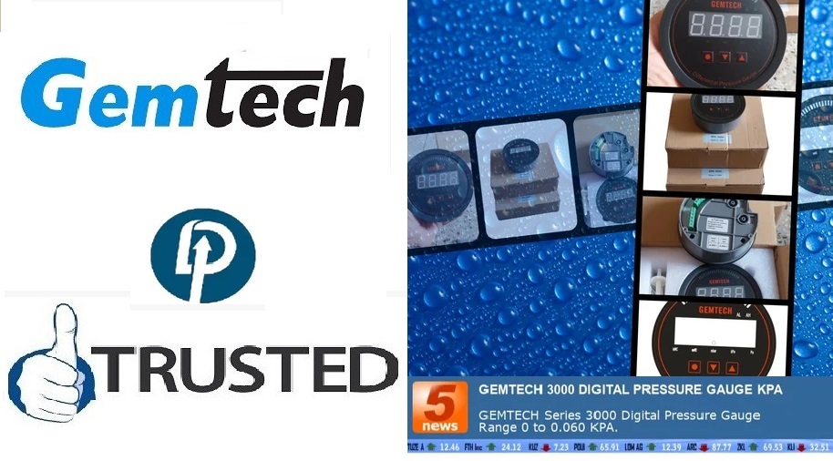 Gemtech Series 3000 Digital Pressure Gauge Range 0 To 10000 Pascal - Accuracy: A 1%fs