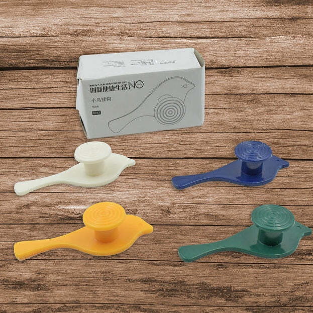 Bird Hook Self Adhesive Hooks Wall Mounted Hook Shower Towel Hook Hat Hooks Rack Coat Hook Door Back Hook Adhesive Hooks For Wall Novelty Wall Hook (4 Pc Set) (7772)