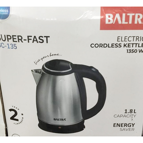 Automatic Cordless Electric Kettle - Steel-Plastic, 1.8L, Black-Silver | 1350W Personal Use, Rectangular Design for Effortless Boiling