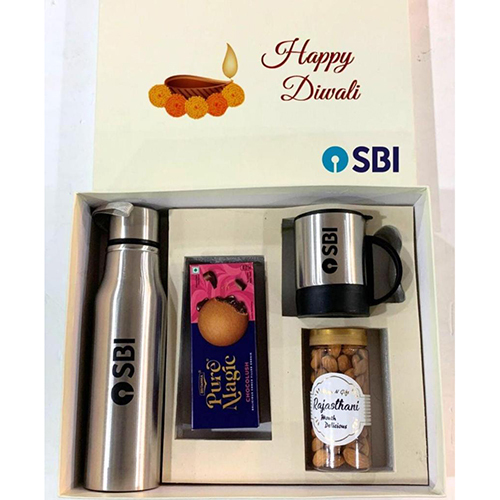 Black-Silver Stinless Steel Bottle And Mug Set