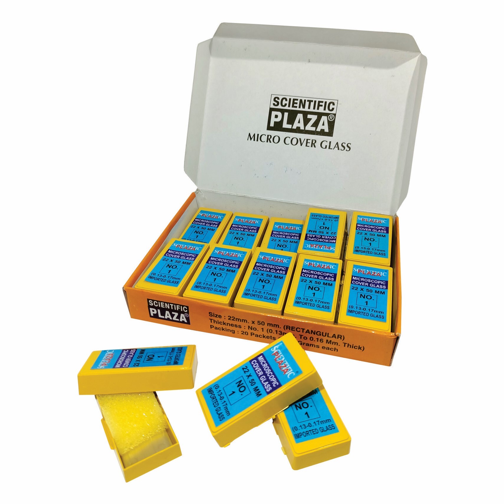 Plaza English Glass 22mmx50mm Coverslips - Glass Material, Sizes: 22x30, 22x40, 22x50mm, Multicolored , Rectangular Shape For Microscope Applications