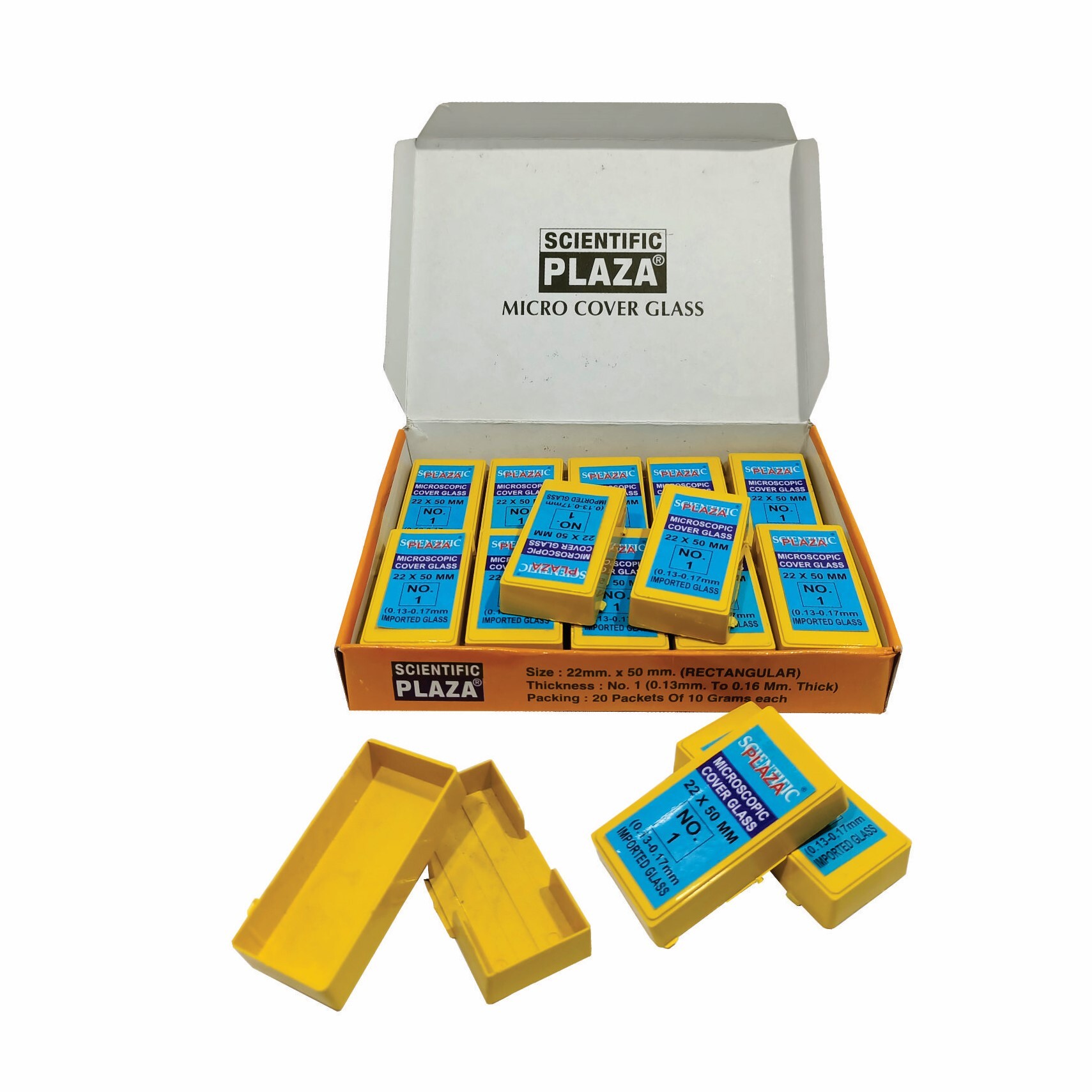 Plaza English Glass 22mmx50mm Coverslips - Glass Material, Sizes: 22x30, 22x40, 22x50mm, Multicolored , Rectangular Shape For Microscope Applications