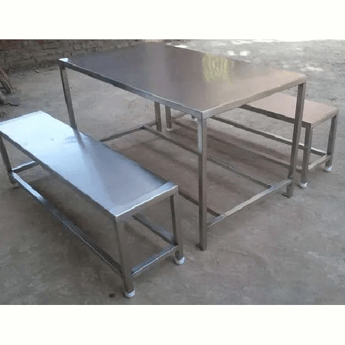 Stainless Steel Canteen Dining Table - Artwork: Machine Made