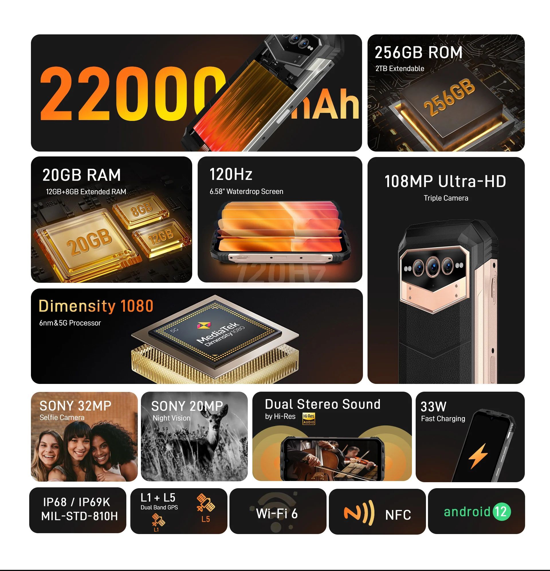 Doogee V Max Android Rugged Smartphone - Android Version: 12