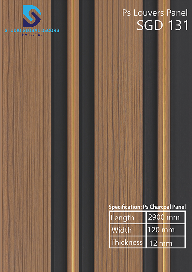 Ps Charcoal Louvers Panel - Ps Material, 2900mm X 120mm, More Than 50 Designs Available | High Quality, Versatile Application For Homes, Offices, Hotels, And Restaurants
