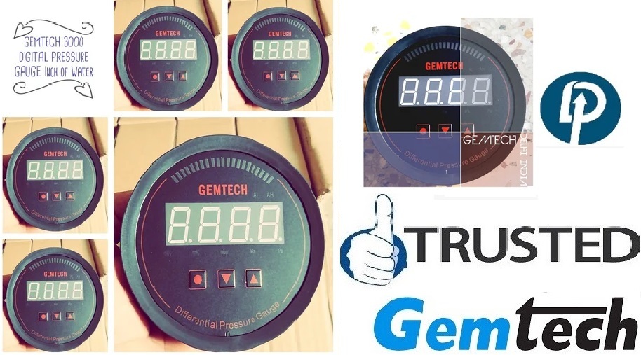 Gemtech Series 3000 Digital Pressure Gauge Range 0 To 1000 Pascal