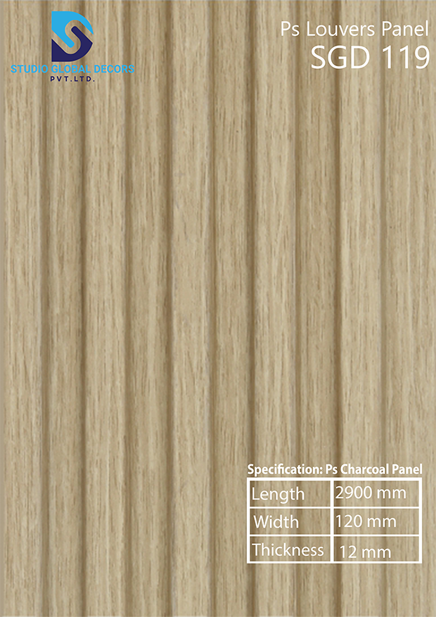 Ps Charcoal Wall Panels - Ps Material, 2900mm X 120mm X 12mm, Over 50 Vibrant Designs Available, Ideal For Homes, Offices, And Commercial Spaces
