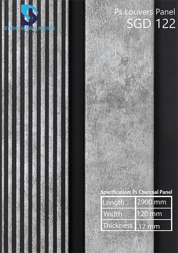Ps Charcoal Wall Panels - Ps Material, 2900mm X 120mm X 12mm, Over 50 Vibrant Designs Available, Ideal For Homes, Offices, And Commercial Spaces