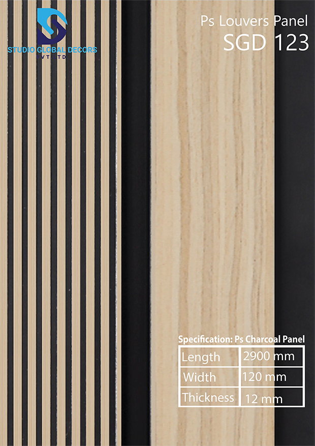 Ps Charcoal Wall Panels - Ps Material, 2900mm X 120mm X 12mm, Over 50 Vibrant Designs Available, Ideal For Homes, Offices, And Commercial Spaces