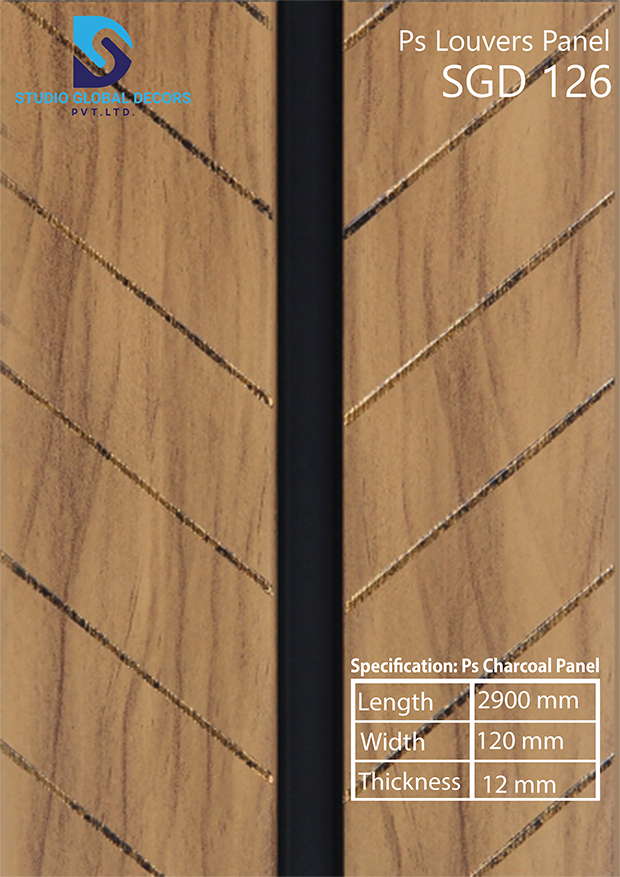Ps Charcoal Louvers Panel For Commercial - Ps Material, 41x10 Inches, Available In 50+ Designs | Ideal For Homes, Offices, Hotels, And Kitchens