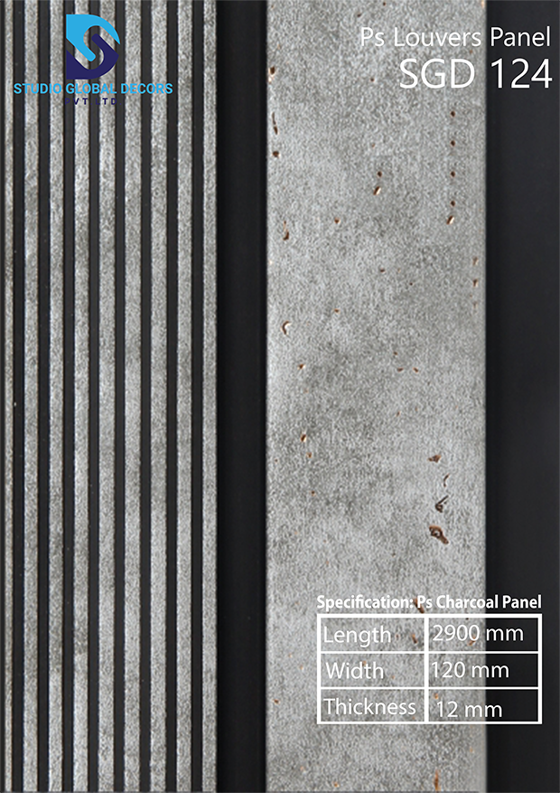 Ps Charcoal Louvers Panel For Commercial - Ps Material, 41x10 Inches, Available In 50+ Designs | Ideal For Homes, Offices, Hotels, And Kitchens