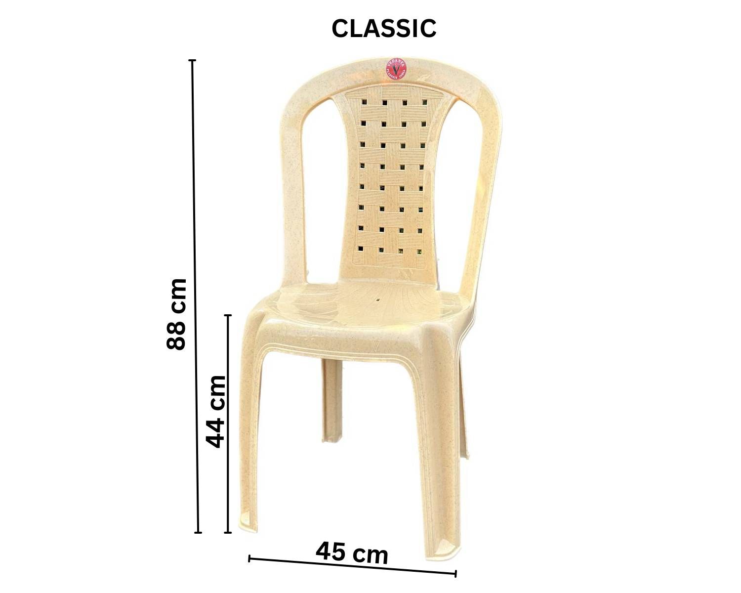 Vedanta Plastic Armless Chairs - 88x45 Cm, Red, Green, Blue, Beige, Orange, Brown | Sturdy, Modern Design, Indoor Use, Stackable, Excellent Finish