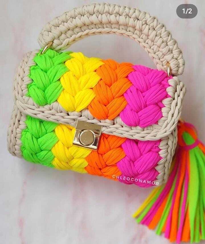 Fancy Yarn Bag - Color: Multi-coloured