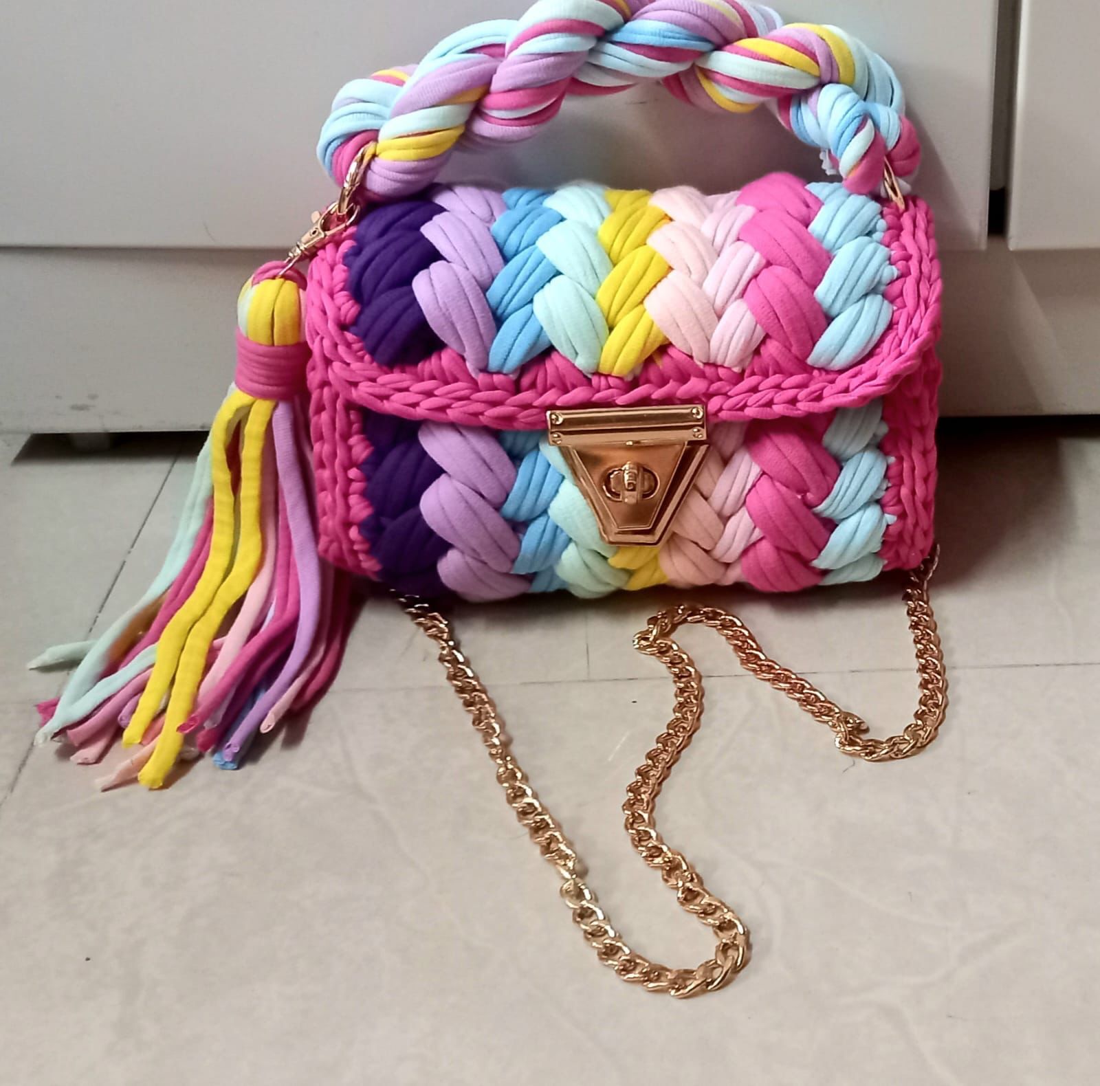 Fancy Yarn Bag - Color: Multi-coloured