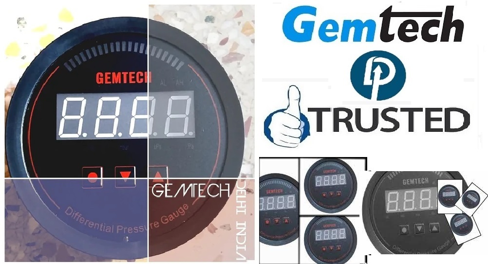 Gemtech Series 3000 Digital Pressure Gauge Range 0 To 125 Pascal - Accuracy: A 1%fs