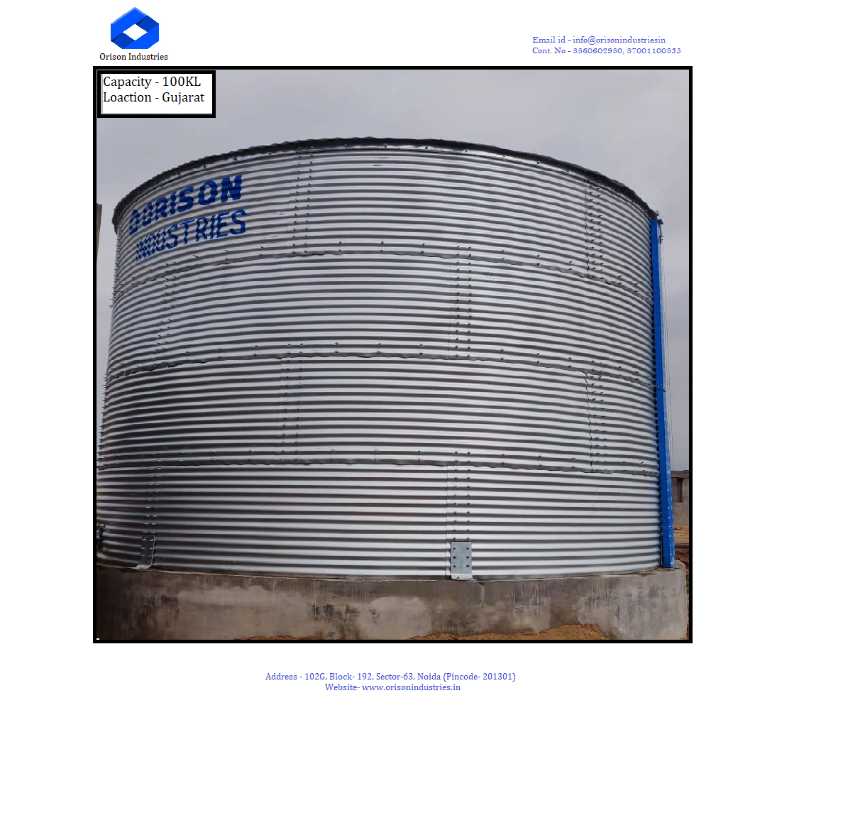 Fire Water Tank - Zincalum Bolted Design, 50000 Liter Storage Capacity, Industrial Use, New Condition