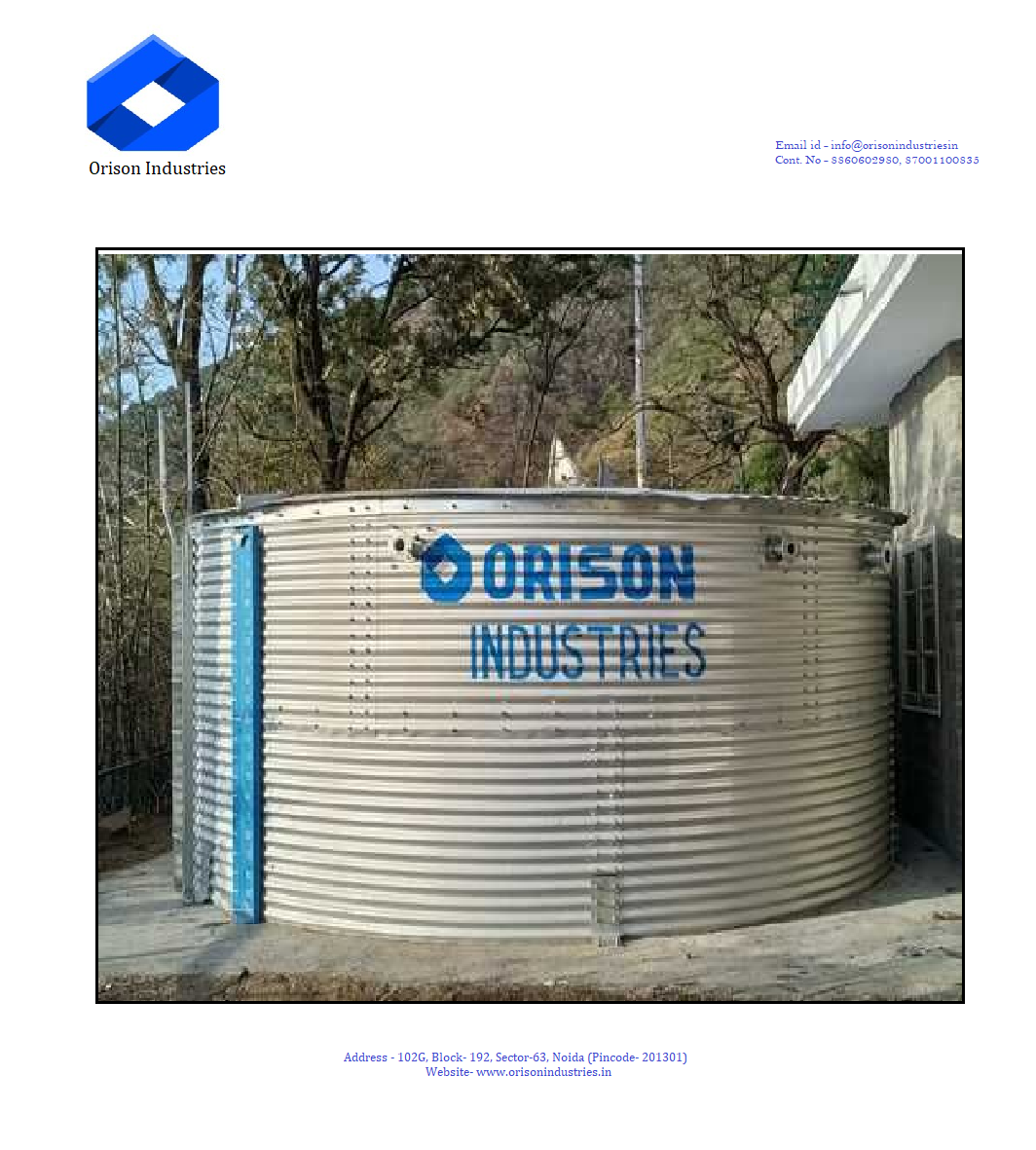 Fire Water Tank - Zincalum Bolted Design, 50000 Liter Storage Capacity, Industrial Use, New Condition