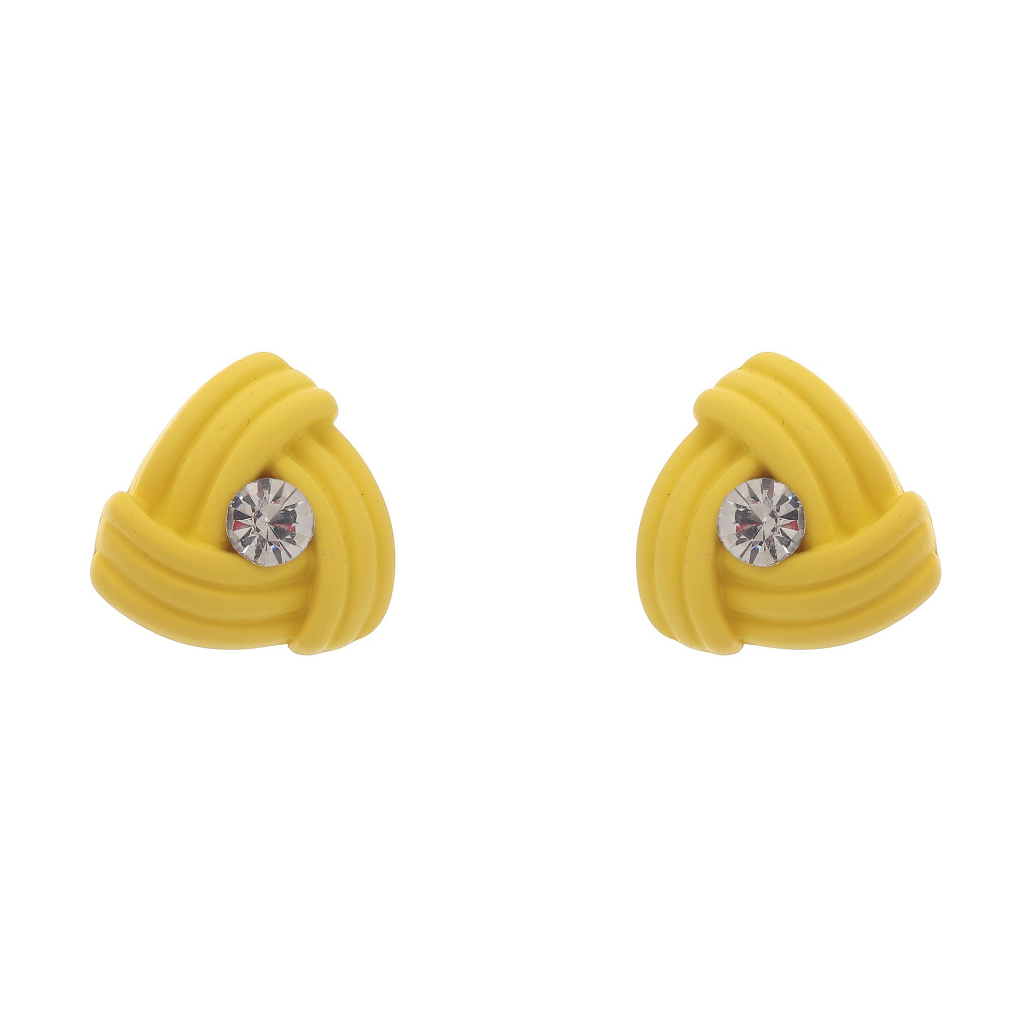 Centerstone Triangle Earrings - Alloy & Stone Material, 1x1cm Size, Multicolor Design | Elegant Accessory, Modern Look, Gift Ready, Stylish Design