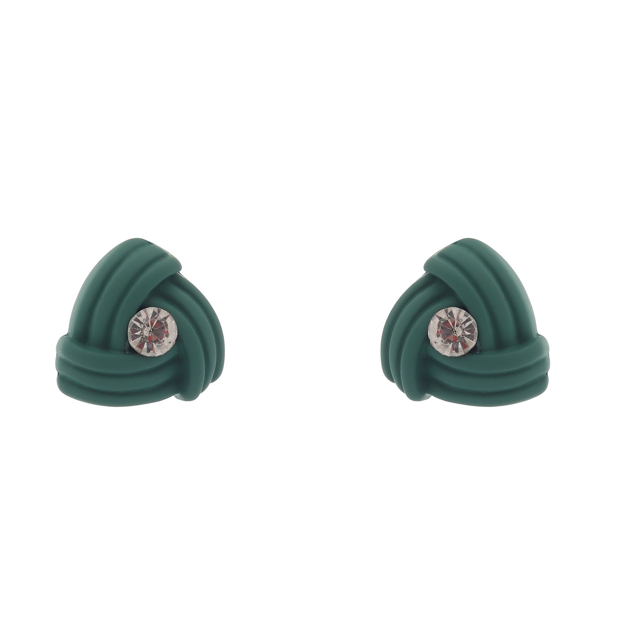 Centerstone Triangle Earrings - Alloy & Stone Material, 1x1cm Size, Multicolor Design | Elegant Accessory, Modern Look, Gift Ready, Stylish Design