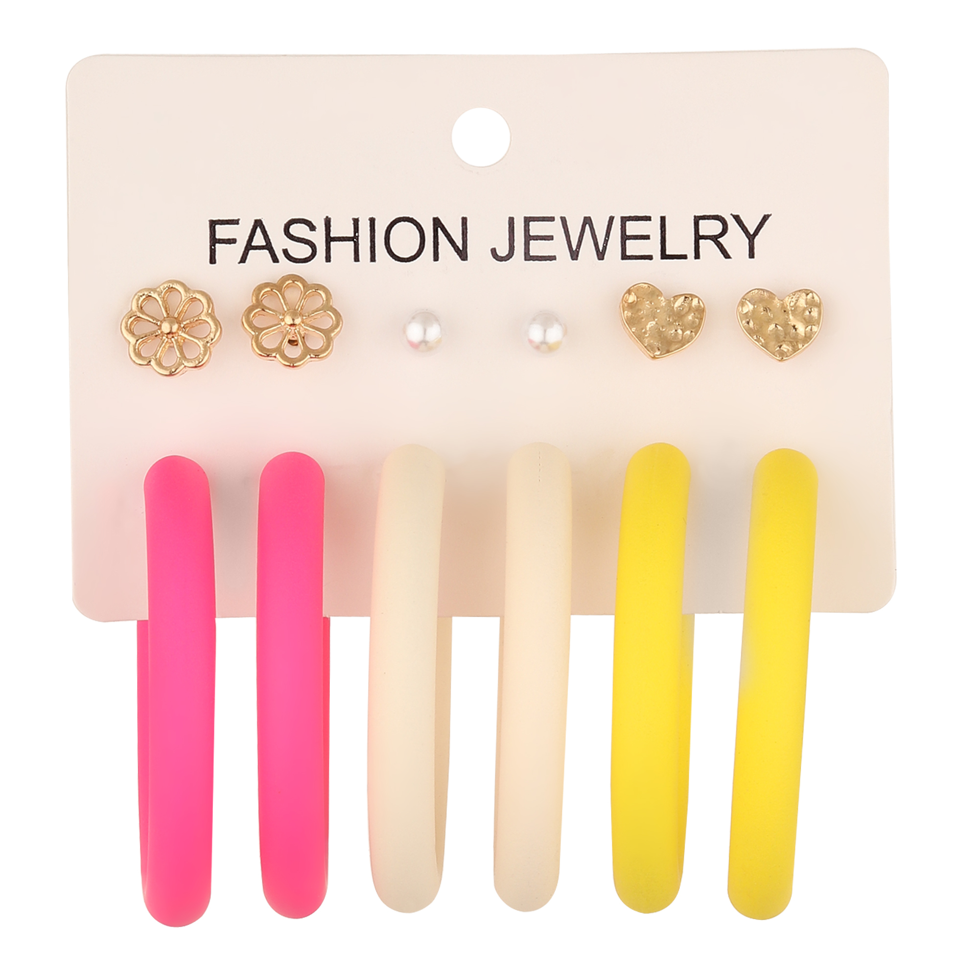 Chic Hoops Earrings - Plastic, 50 Mm Diameter, Colors: Red, Sky, Black | Comfortable Fit, Lightweight Design, Trendy Accessory, 6 Pairs