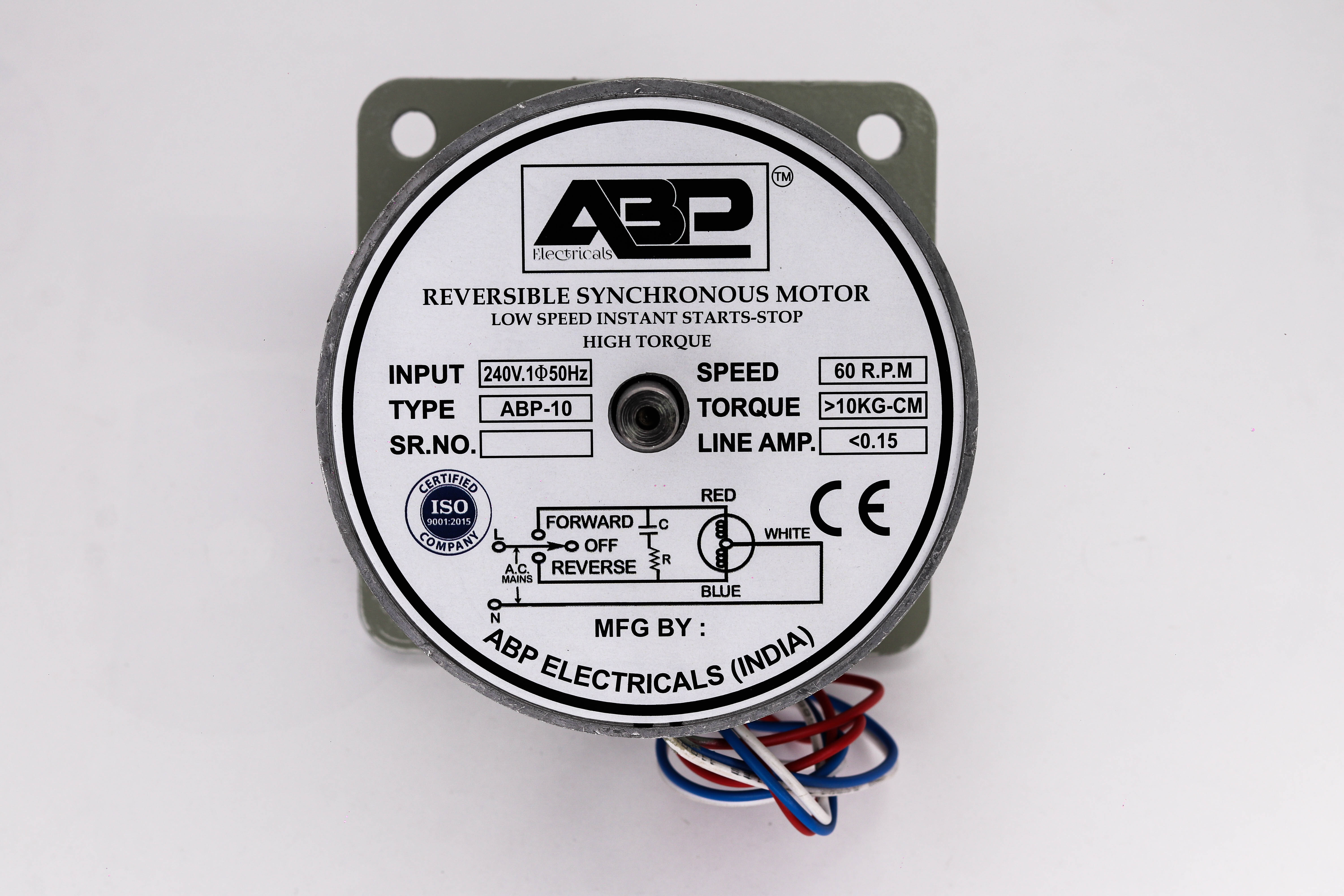Reversible Synchronous Motor Frequency (Mhz): 50 Hertz (Hz)
