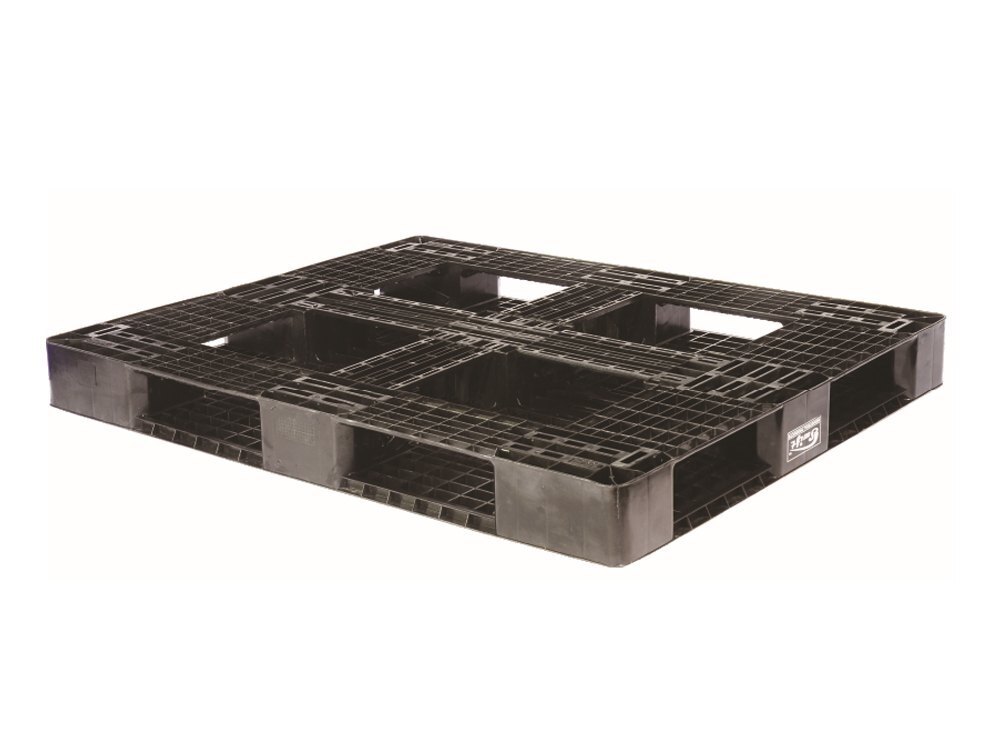 Shipping Plastic Pallet - Hdpe, 1100x1100x150 Mm, Double Deck, Gray/green/blue/black/white | 4-way Entry, Dynamic Load 1000 Kg, Static Load 3000 Kg, Perforated Design