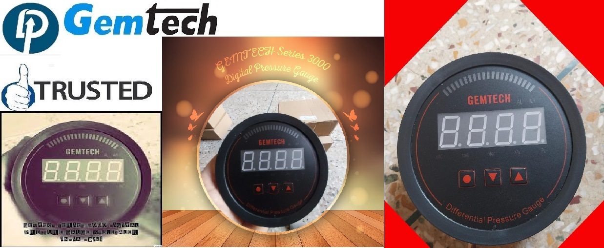 Gemtech Series-3000 Digital Pressure Gauge Range 0 To 2000 Pascal - Accuracy: A 1%fs