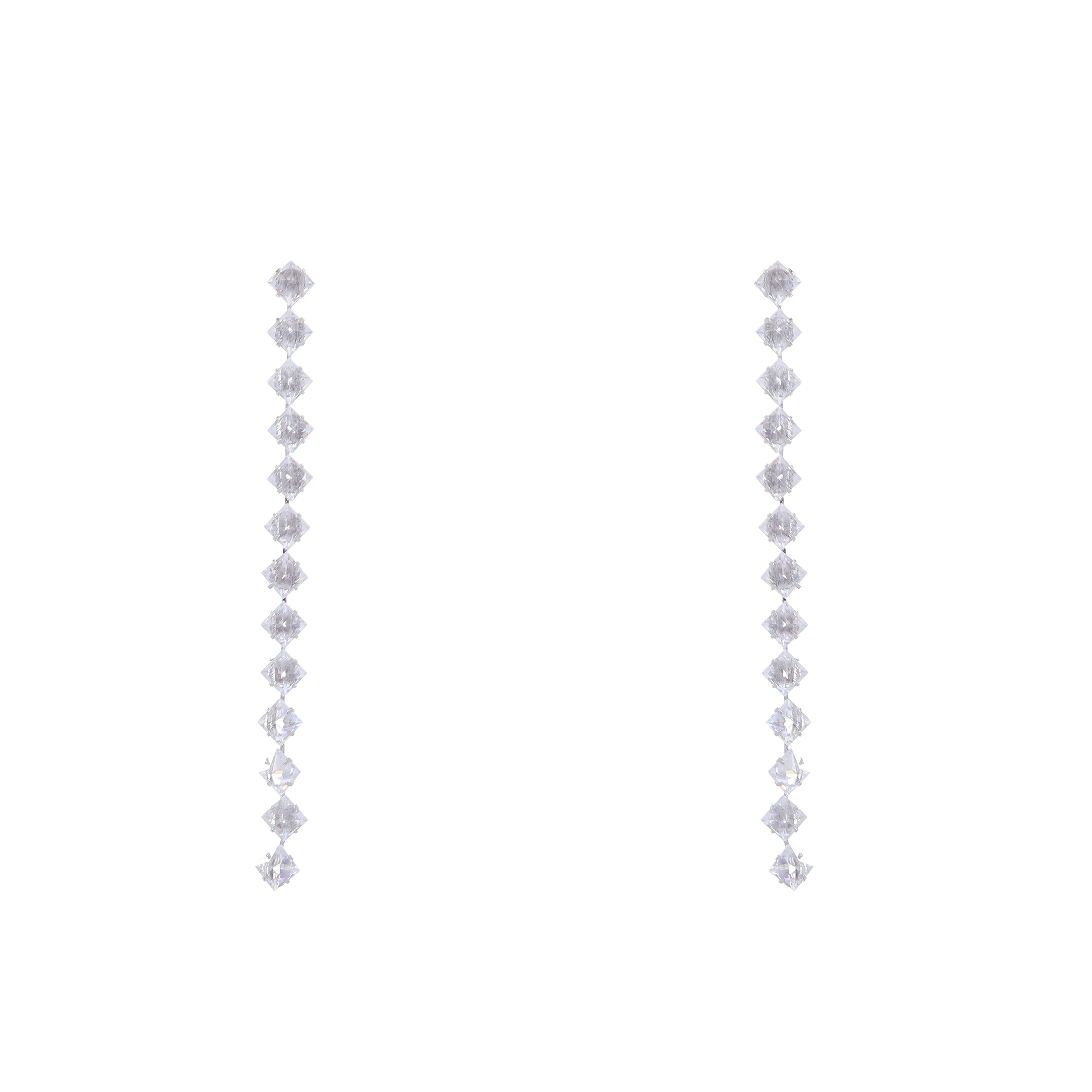 Crystal Hoop Earrings - 925 Silver, 50-60 Mm Length, Silver Color | Dazzling Crystals, Elegant Design, Gift Box Included