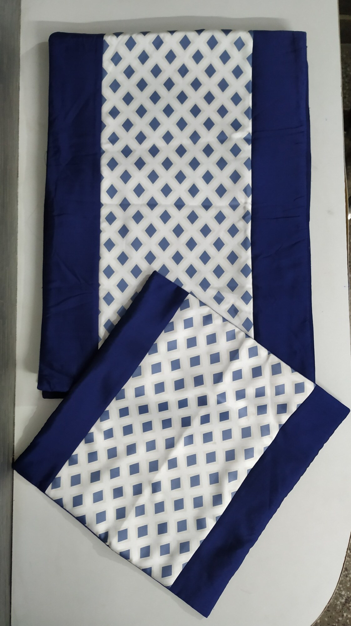 Digital Bed Runner - Multi Color Polyester, 18x96 Inch Bed Runner With 2 Cushion Covers (16x16 Inch), Quick Dry, Shrink Resistant, Patchwork Design