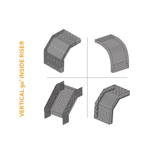 Vertical 90 Degree Inside Riser Perforated Cable Tray - Steel Material, Gi Galvanized Finish | Normal Deflection, Versatile Cable Management Solution